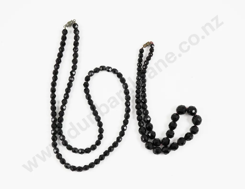 Two Single Strand French Jet Necklaces Image 1++