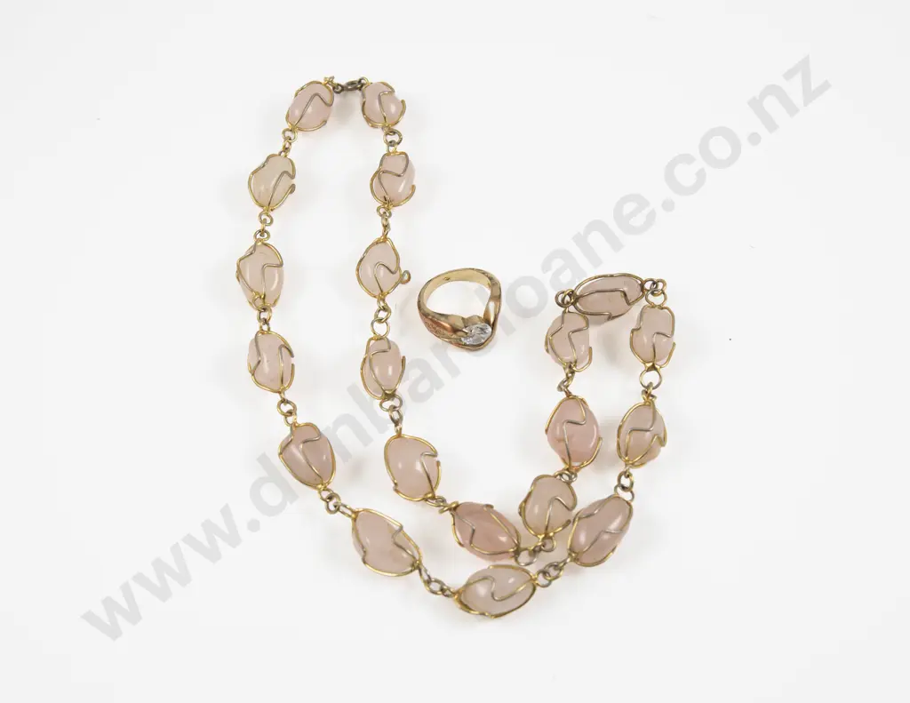 Single Strand Rose Quartz Bead Necklace Image 1++