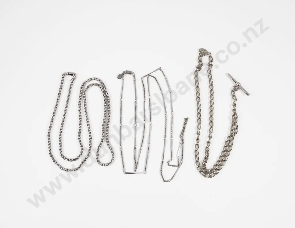 Silver Plated Fancy Link Albert Chain with Two Emma Page Neck Chains Image 1++