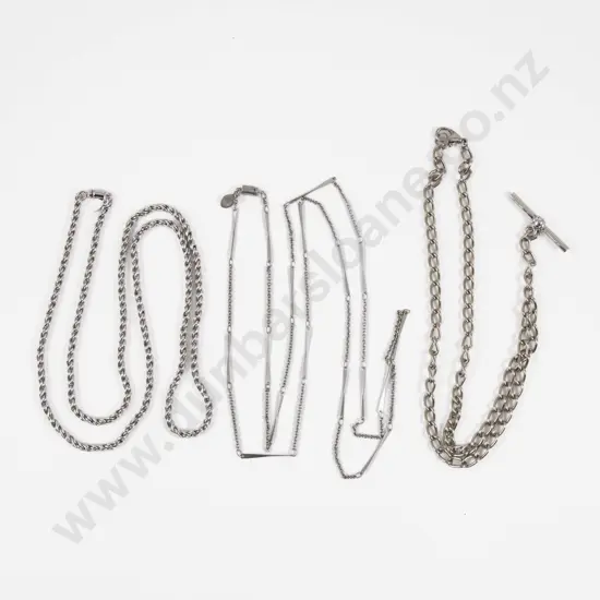 Silver Plated Fancy Link Albert Chain with Two Emma Page Neck Chains