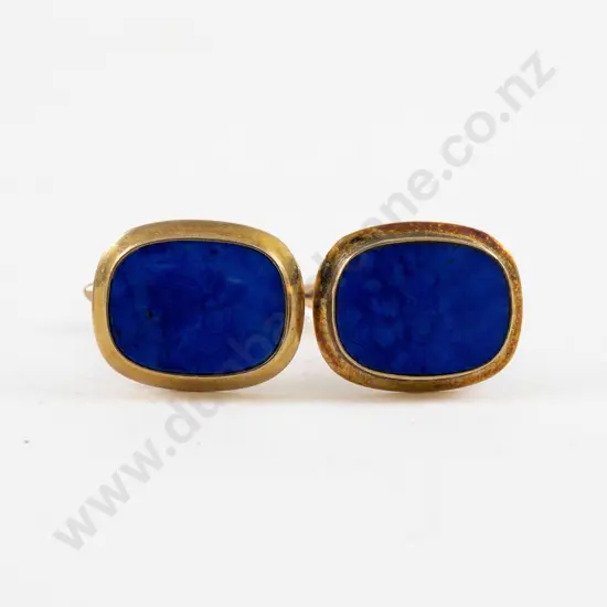 Pair 14ct Single Stone Lapis Cufflinks