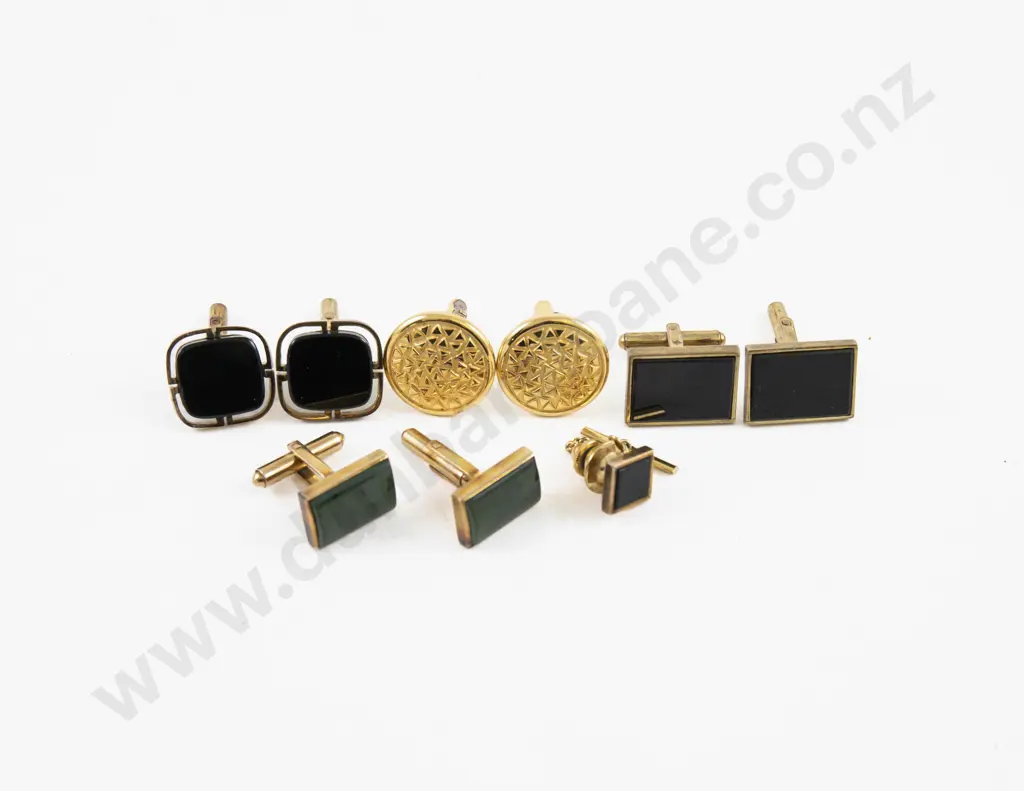Collection of 18ct and 14ct Gold Plated Cufflinks and Tie Tack Image 1++