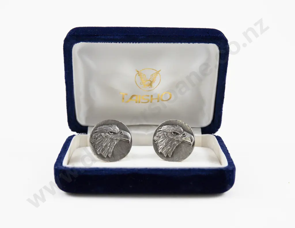 Pair Taisho (Japan) S/S Eagle Cufflinks Image 1++