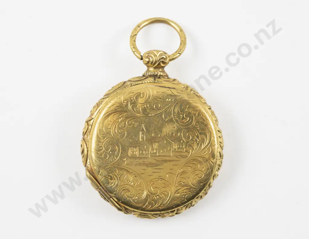 9ct and Silver Circular Fob Vinaigrette Image 1++