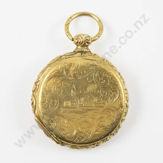 9ct and Silver Circular Fob Vinaigrette