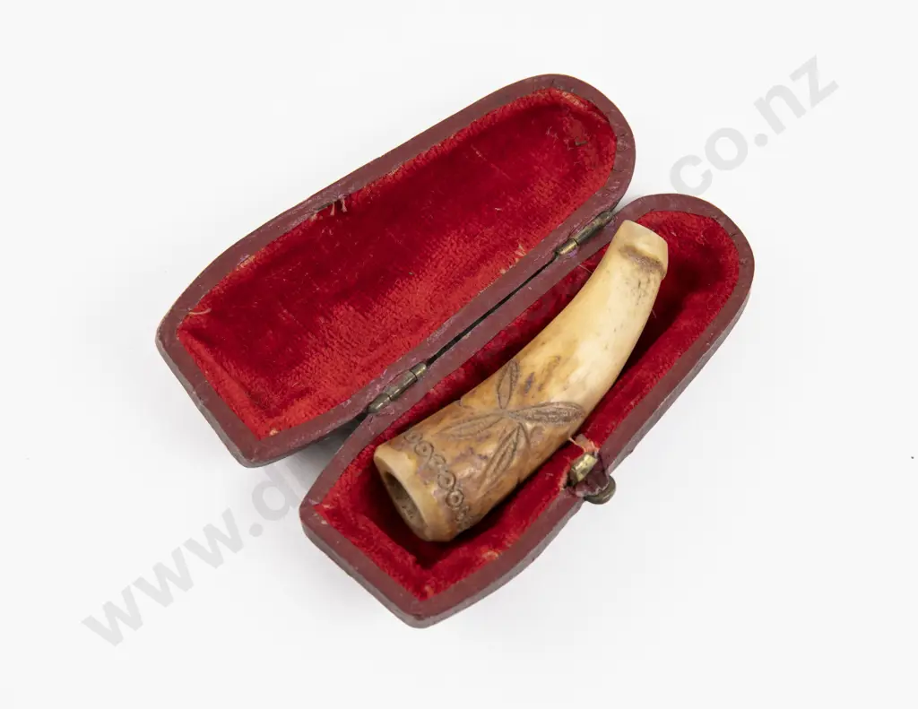 Vintage Carved Bone Cigarette/Cheroot Holder in Case Image 1++