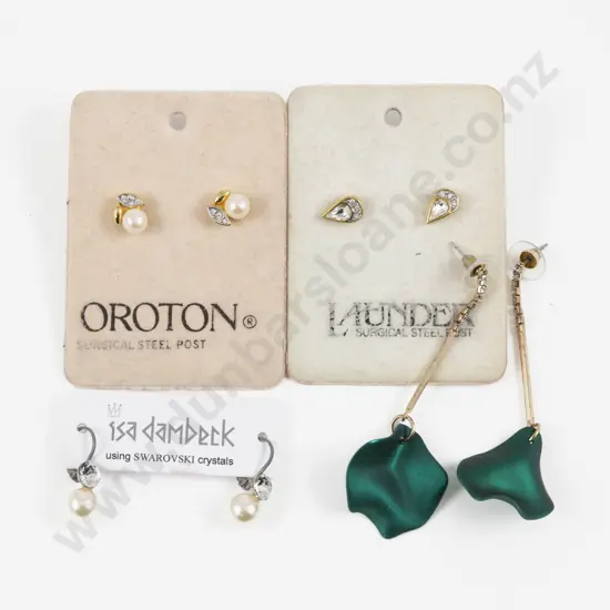 Two Pairs of Oroton and Launder Crystal Stud Earrings