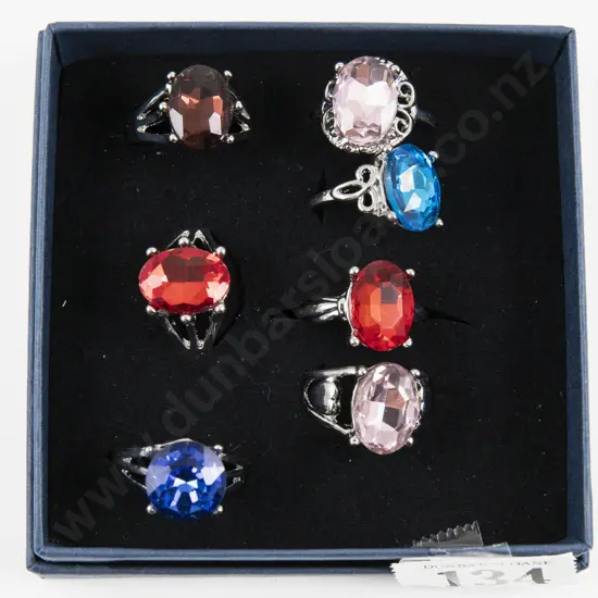 Seven Costume Jewellery Gem Set Dress Rings