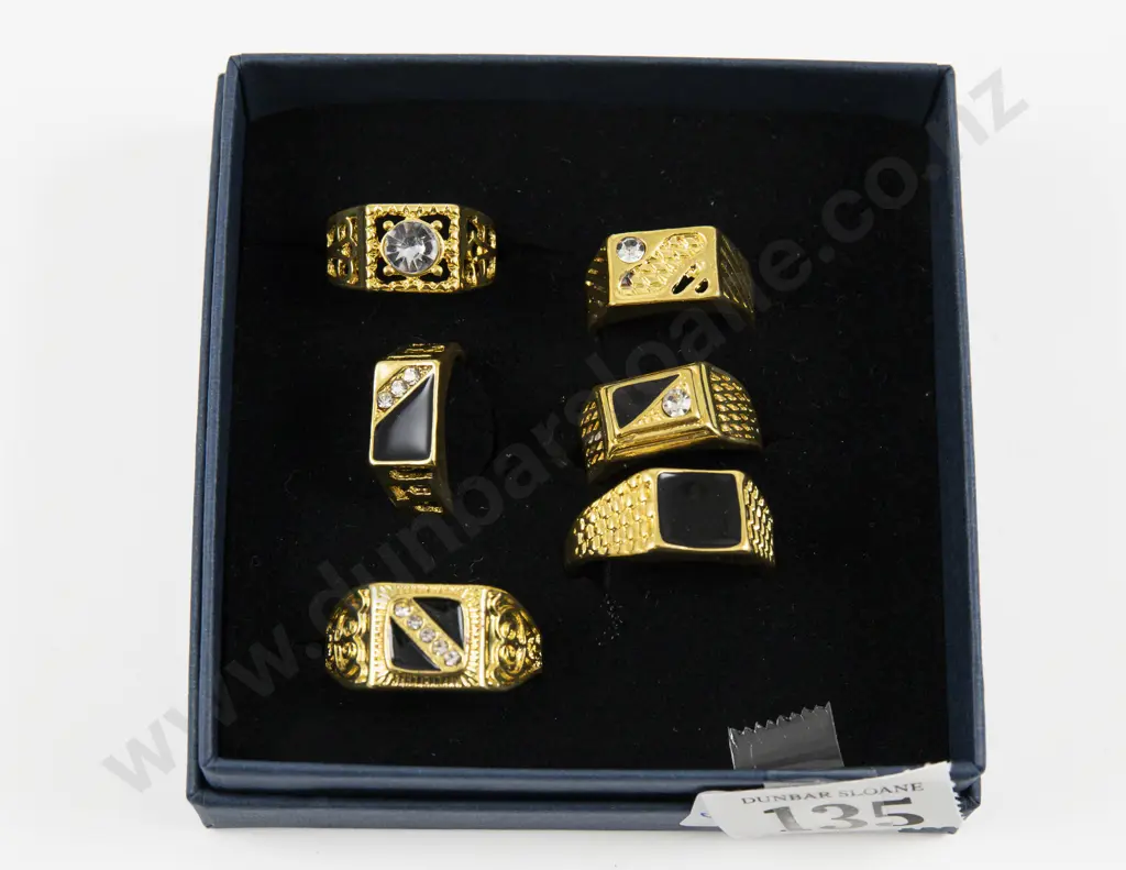 Six Costume Jewellery Gem Set Dress Rings Image 1++