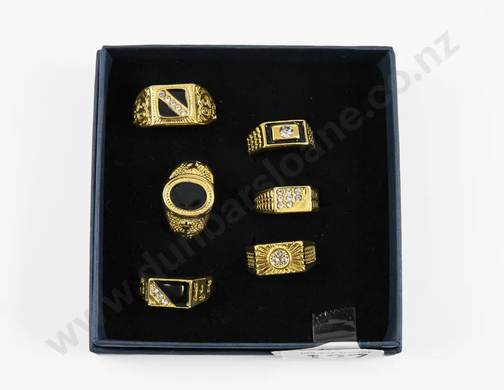 Six Costume Jewellery Gem Set Dress Rings Image 1++