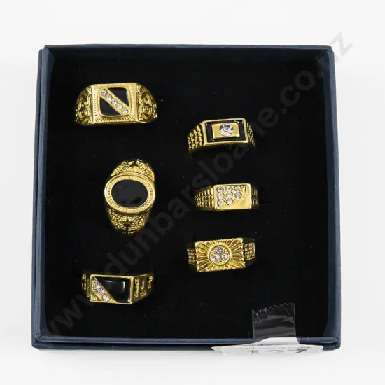 Six Costume Jewellery Gem Set Dress Rings