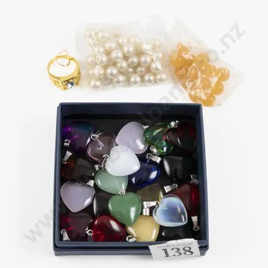 Collection of Costume Jewellery Heart Shaped Pendants Dress Ring and Loose Beads