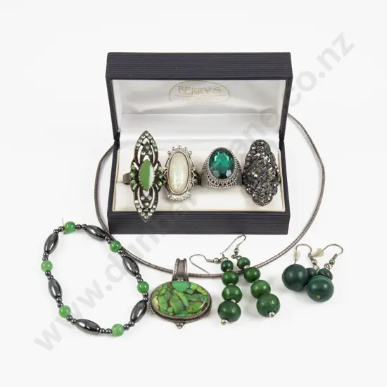 S/S Mounted Single Stone Pendant on Neck Chain with Collection of Assorted Costume Jewellery