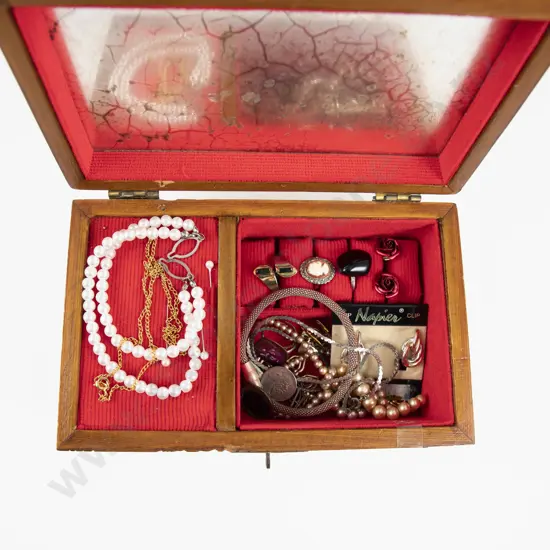 Collection of Assorted Costume Jewellery with Wooden Jewellery Box