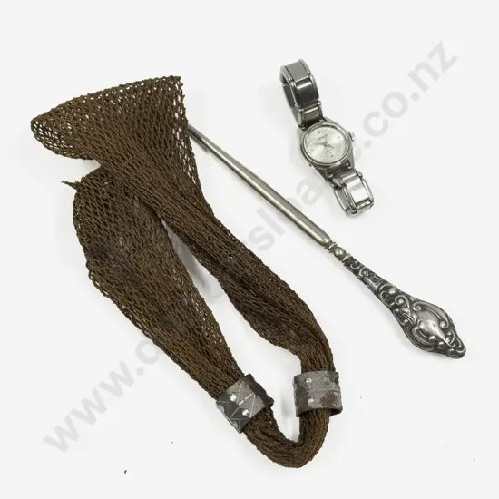 Mixed Lot Seiko Ladies Wrist Watch - S/S Handled Button Hook and Victorian Miser Purse