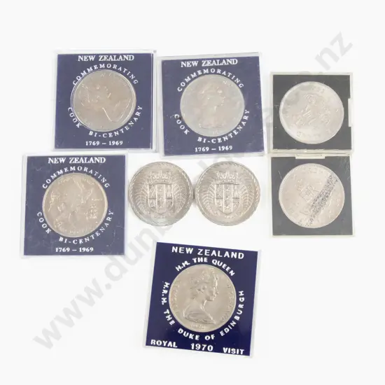 NZ Six Unc $1 and 1953 Crown x2