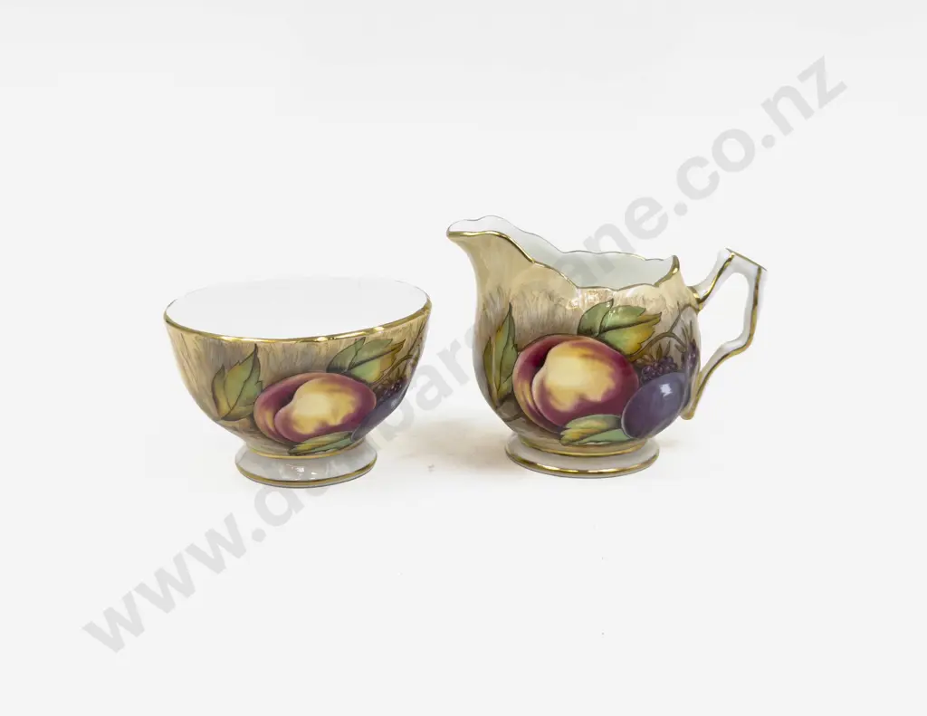 Aynsley Handpainted "Orchard Fruit" Pattern  Milk Jug & Sugar Basin Image 1++