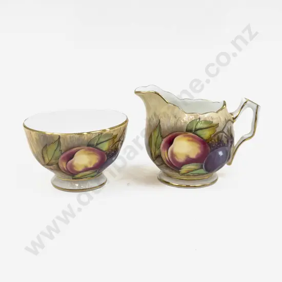 Aynsley Handpainted "Orchard Fruit" Pattern  Milk Jug & Sugar Basin