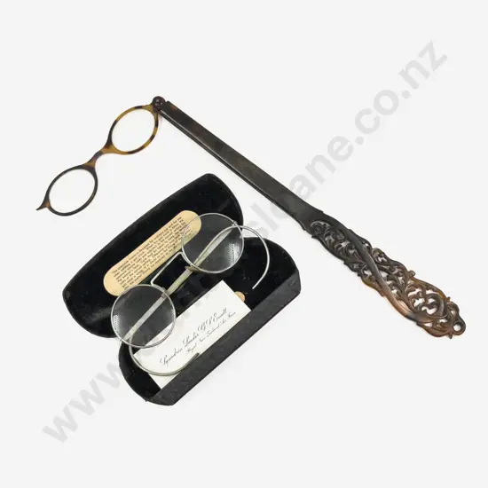 Vict Lorgnette Eye Glasses together with Pair of Cased Spectacles