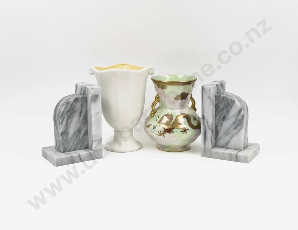 Pair of Marble Bookends together with Maling Vase & Other Image 1++