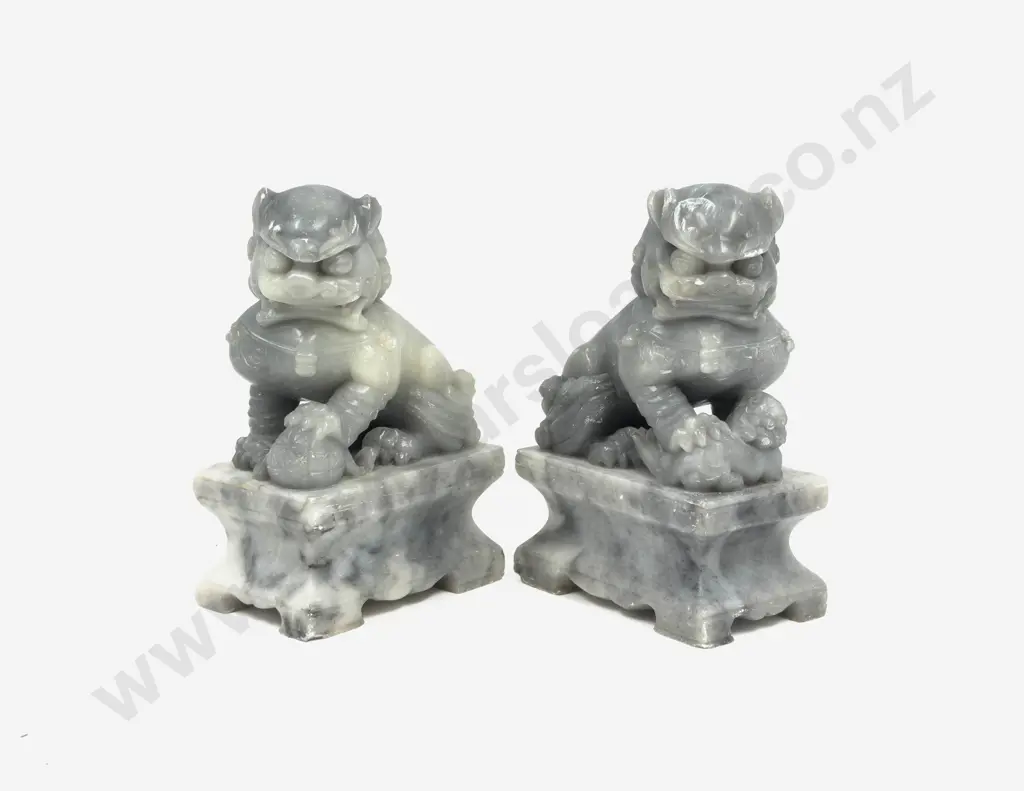 Pair of Hardstone Foo Dogs Image 1++