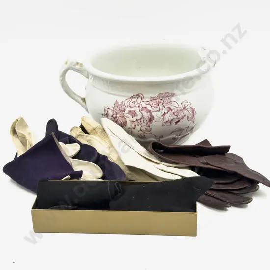 Qty of Assorted Ladies Gloves & Chamber Pot