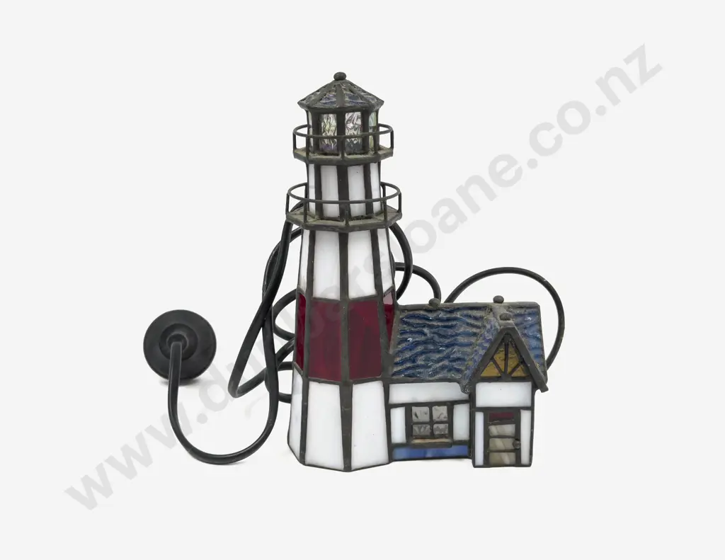 Stained Glass Lighthouse Form Table Lamp Image 1++