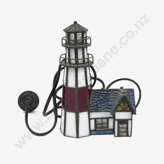 Stained Glass Lighthouse Form Table Lamp