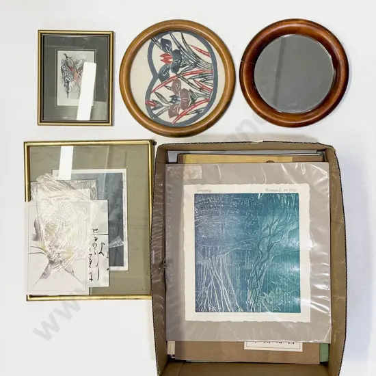 Box Qty of Assorted Framed & Loose Artwork