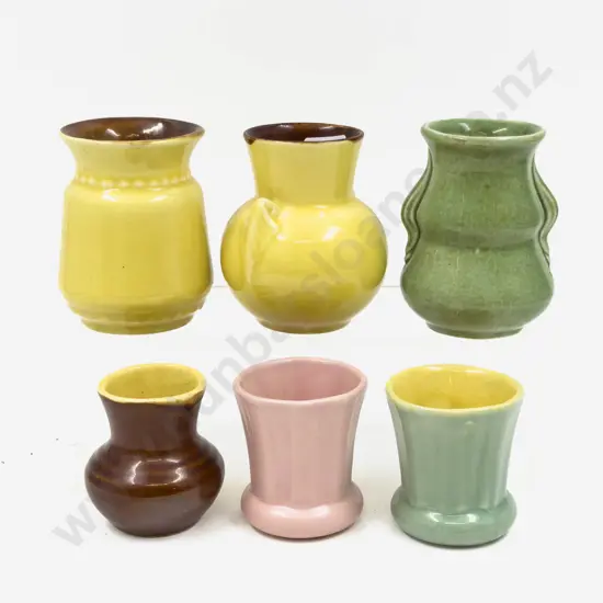 Six Assorted Small Crown Lynn Vases