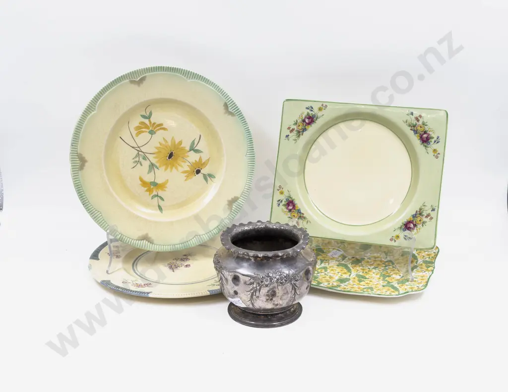 Two Clarice Cliff Plates together with S/P Vase & Others Image 1++