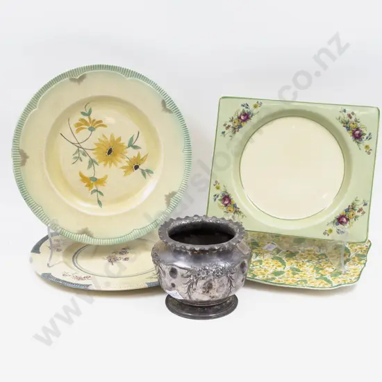 Two Clarice Cliff Plates together with S/P Vase & Others