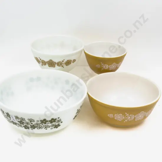 A Mixed Graduated Set of Four Pyrex Mixing Bowls