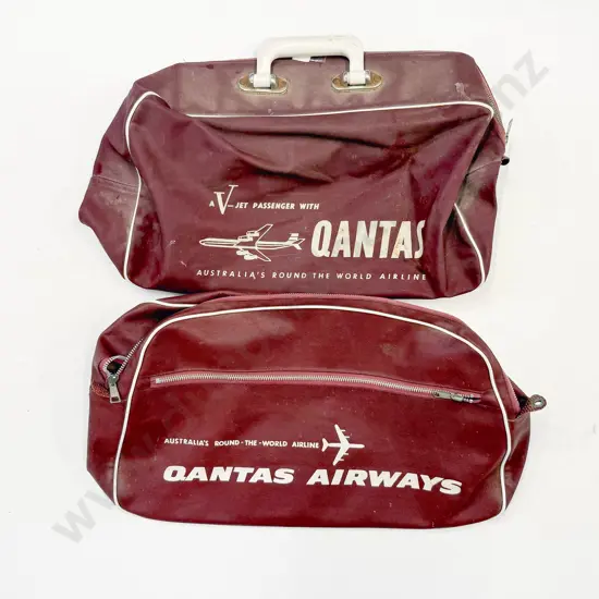 Two Vintage Qantas Airline Bags