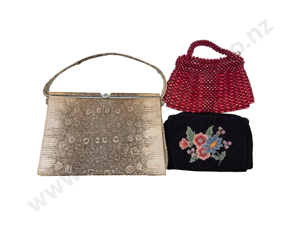 Vintage Snakeskin Handbag & Two Others Image 1++