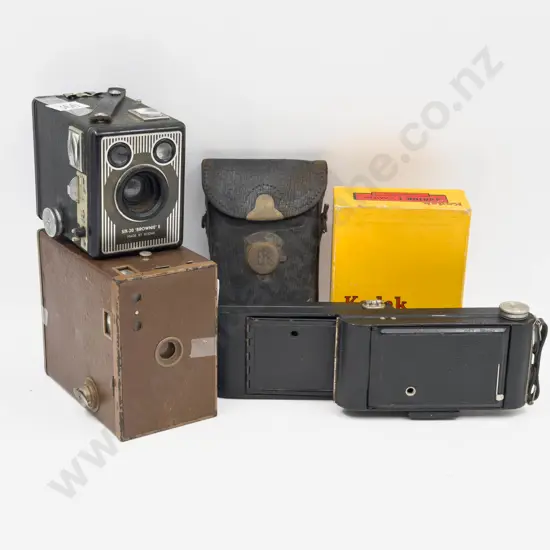 Qty of Assorted Vintage Cameras incl Box Brownie