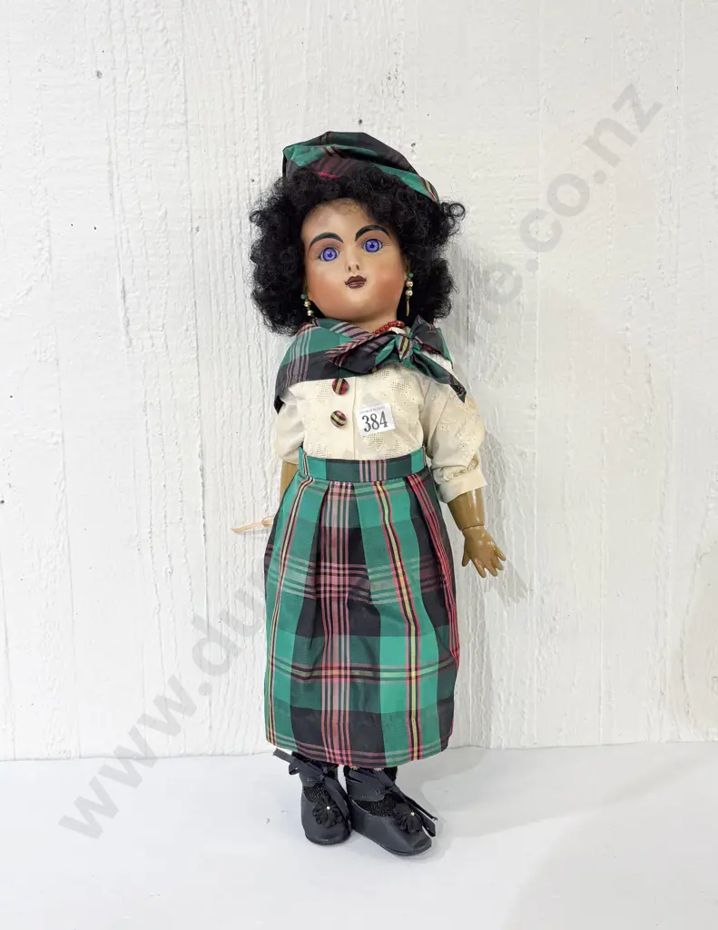 New Bisque Doll on brown composition jointed body 52cm Image 1++
