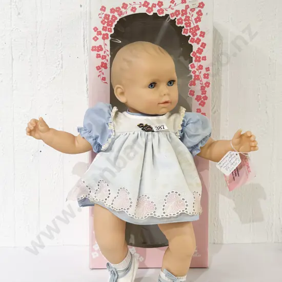 Boxed Gotz Made in West Germany All Vinyl Baby Doll with Original Outfit 50cm