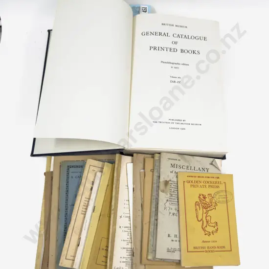 Group Of Vintage Book Dealers Catalogues & British Museum General Catalogue Of Printed Books ZAR-ZZ