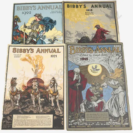 4 Volumes Of Bibby's Annual, 1915, 1916, 1921 & 1922