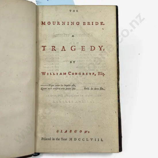 The Mourning Bride A Tragedy by William Congreve, 1758