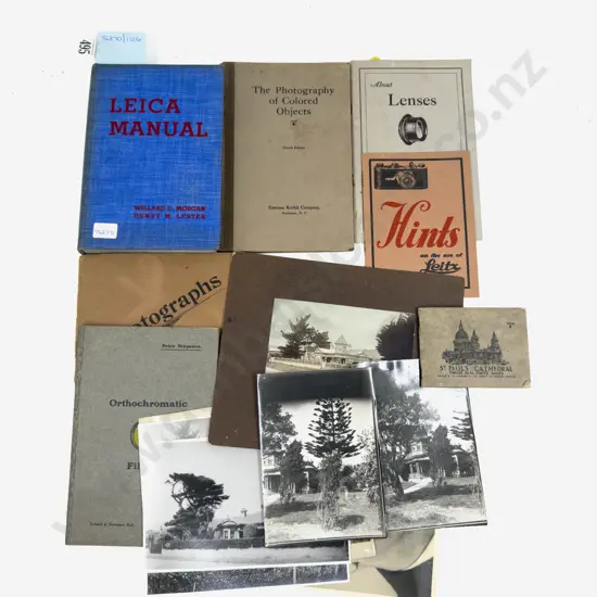 2 Leica Manuals, 2 Other Photography Books & Group Of Vintage Photos