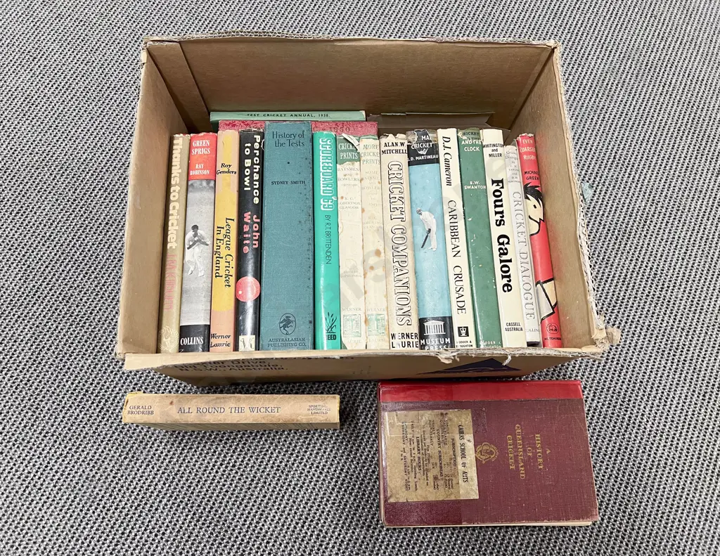 Box of Vintage Books on Cricket Image 1++