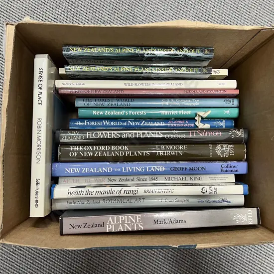 Box of Books on Natural History Flowers NZ Botanical Art etc