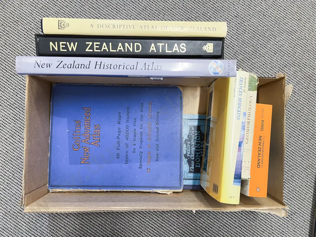 Box of Books with Various Atlas etc Image 1++