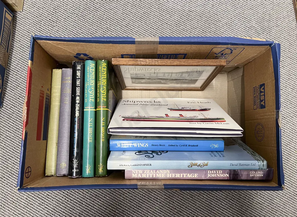 Box of Books on Maritime Shipwrecks & Nautical Image 1++