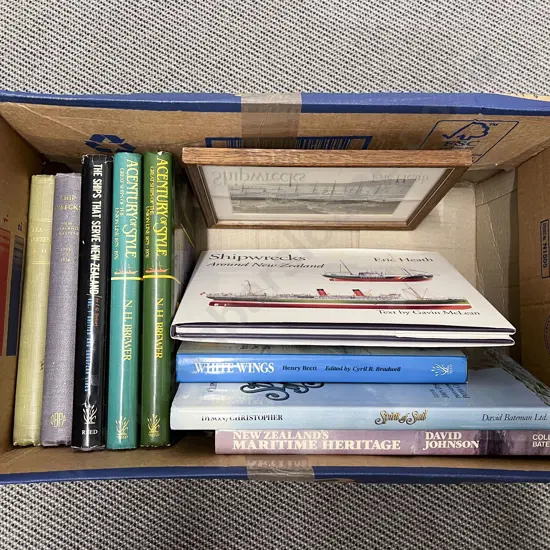 Box of Books on Maritime Shipwrecks & Nautical