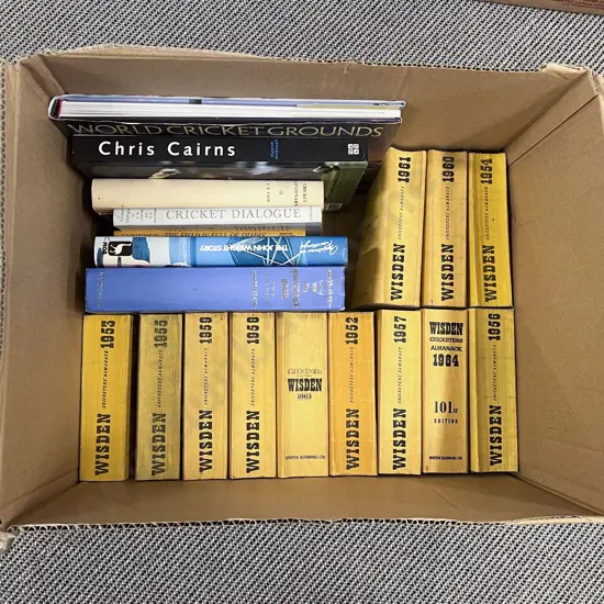 Box of Cricketing Books incl Wisden's Almanacs