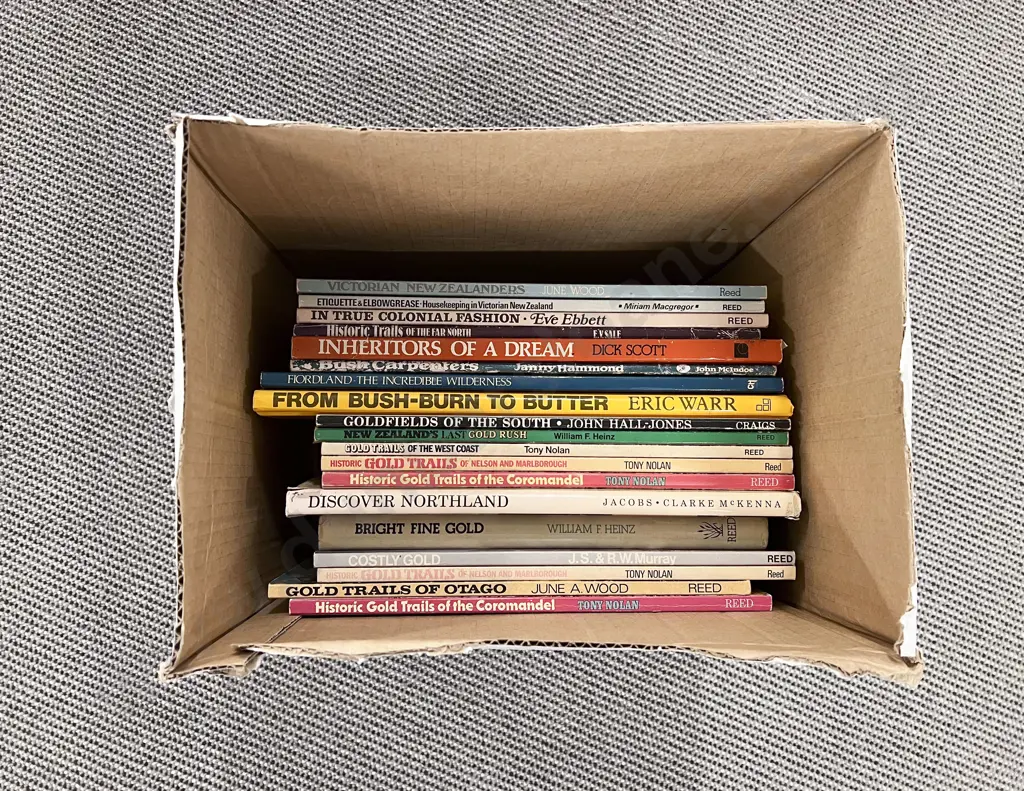 Box of Books incl NZ Goldfield Colonial Era etc Image 1++