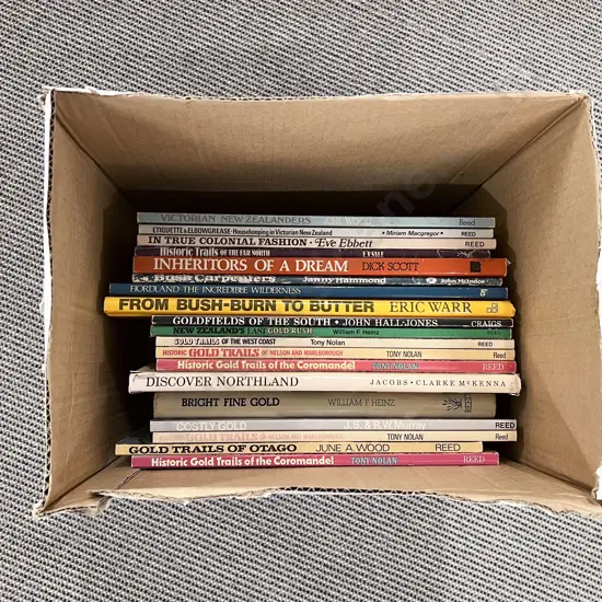 Box of Books incl NZ Goldfield Colonial Era etc